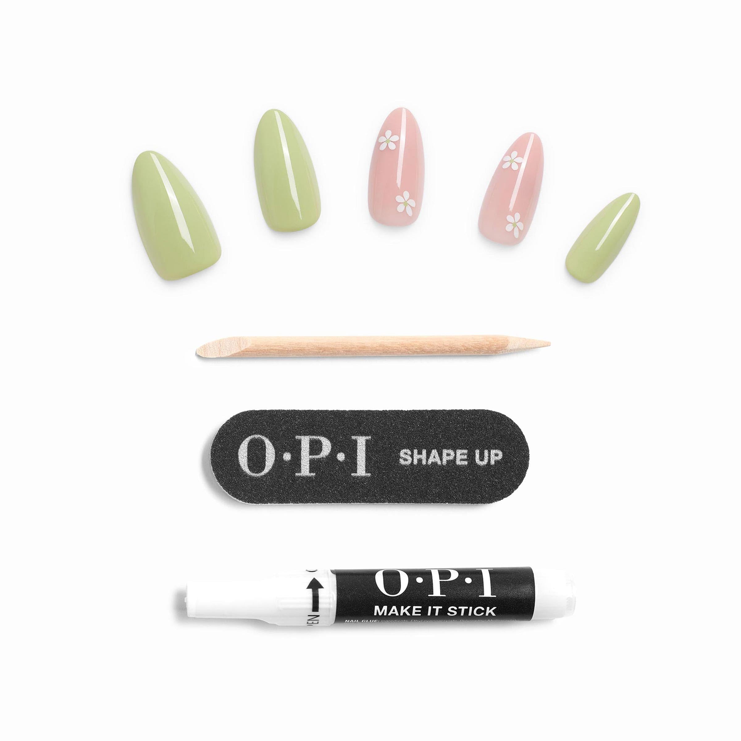 OPI On Point I Gleam of Spring | Long Almond Pastel Pink Green Nail Art Press On Nails | With Nail Glue | Long Lasting, Reusable, Non-damaging - Image 6