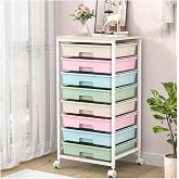 SYKIARIOL Rolling Cart with Drawers, 8 Drawers Utility Cart, Rainbow | Rolling Drawer Cart on Wheels with Wooden Tabletop for Living Room,Classroom,Bedroom,Bathroom,Dorm,Office