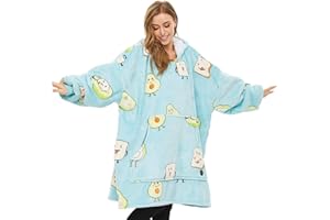 THREE POODLE Wearable Blanket Hoodie for Women, Oversized Sherpa Sweatshirt Blanket for Adults Men, Warm Cozy Avocado Hooded Blanket, Gifts for Mom Girlfriend Sister