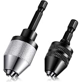 Honoson Drill Chuck Adapter Keyless 1/4 Inch Hex Shank Drill Chuck, 2 Pcs | Drill Chuck Adapter Hex Shank Chuck Bit Keyless Fast Change Converter Extension in 0.3-6.5 mm, 0.3-3.6 mm for Tool Attachment