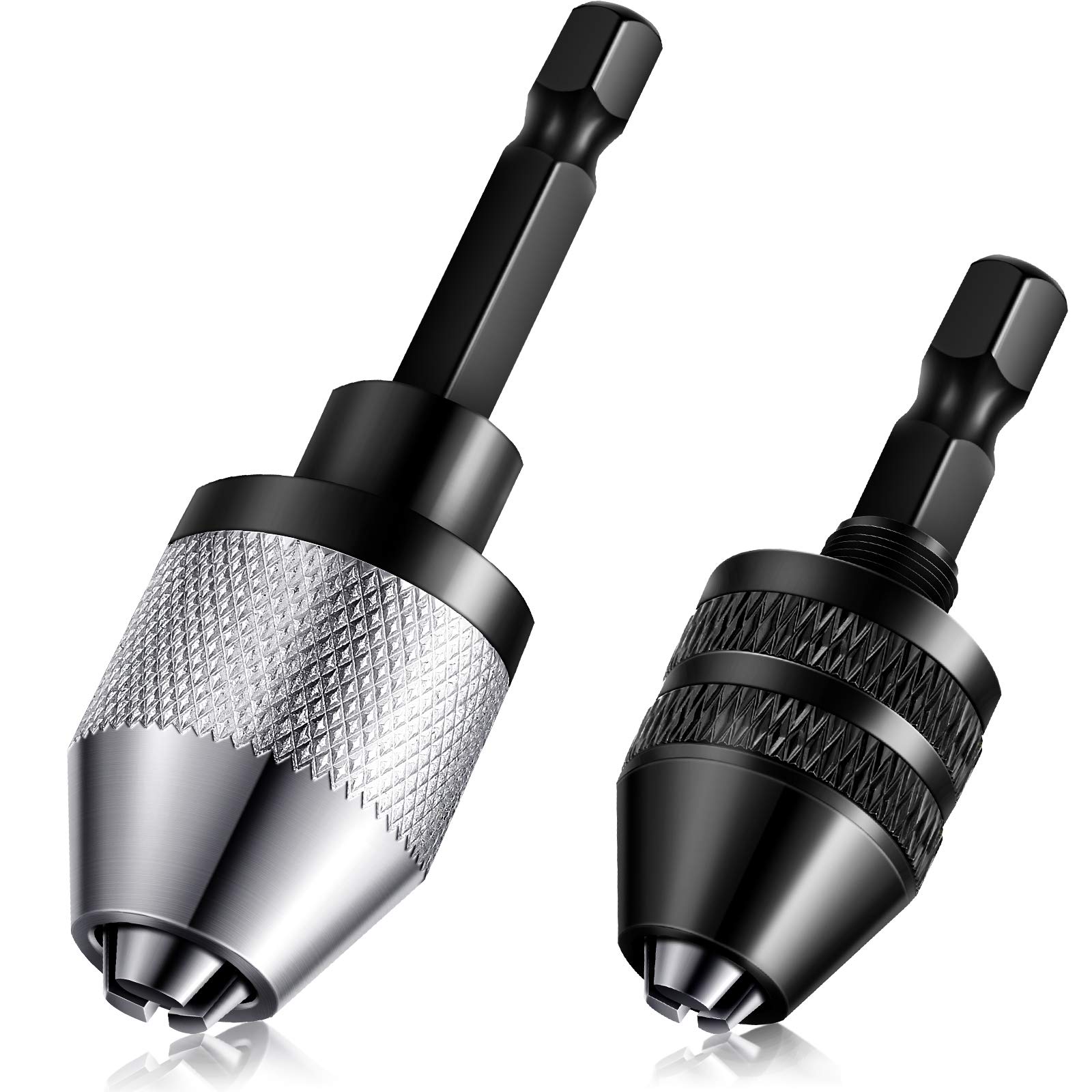 Photo 1 of Honoson Keyless Drill Chuck Bit 1/4 Inch Hex Shank Keyless Drill Chuck Fast Change Converter Extension Screwdriver Adapter in 0.3-6.5 Mm, 0.3-3.6 mm for Tool Attachment(2 Pieces)
