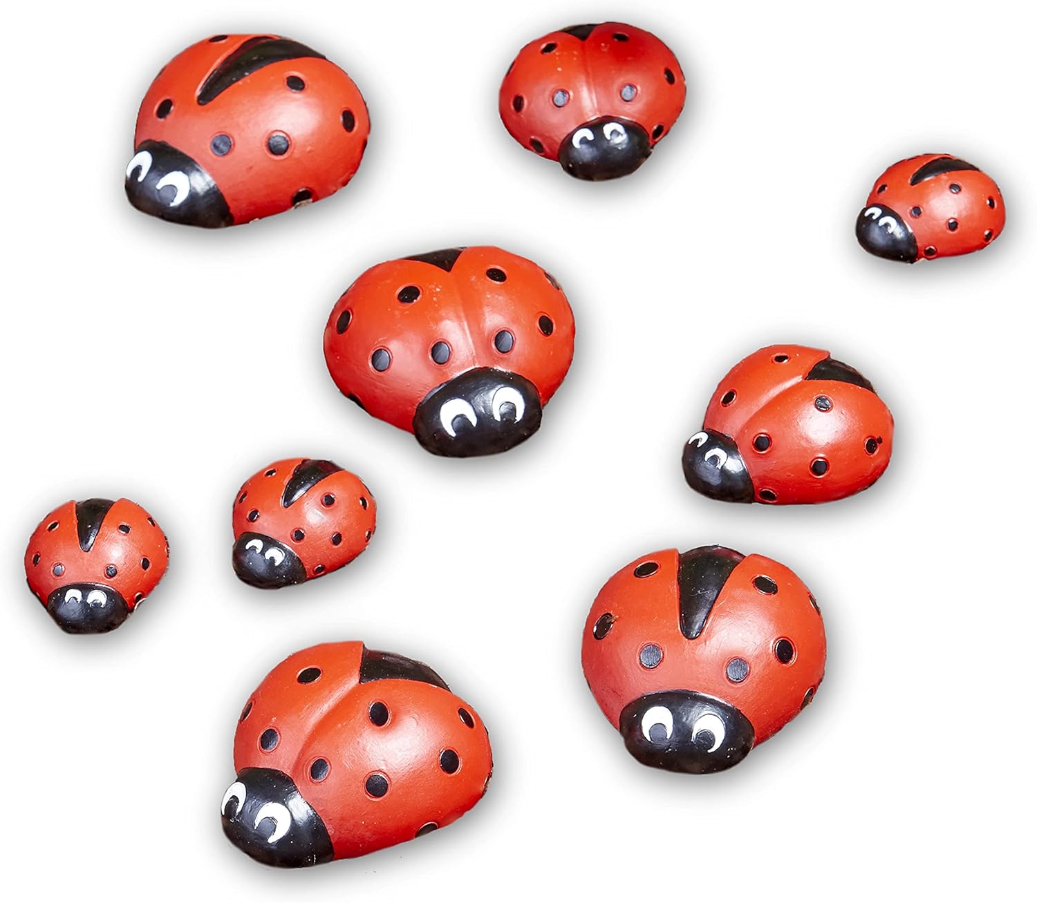 Hardscaping Materials - Ladybug Garden Stones - Decorative Outdoor Ornaments - Set of 9