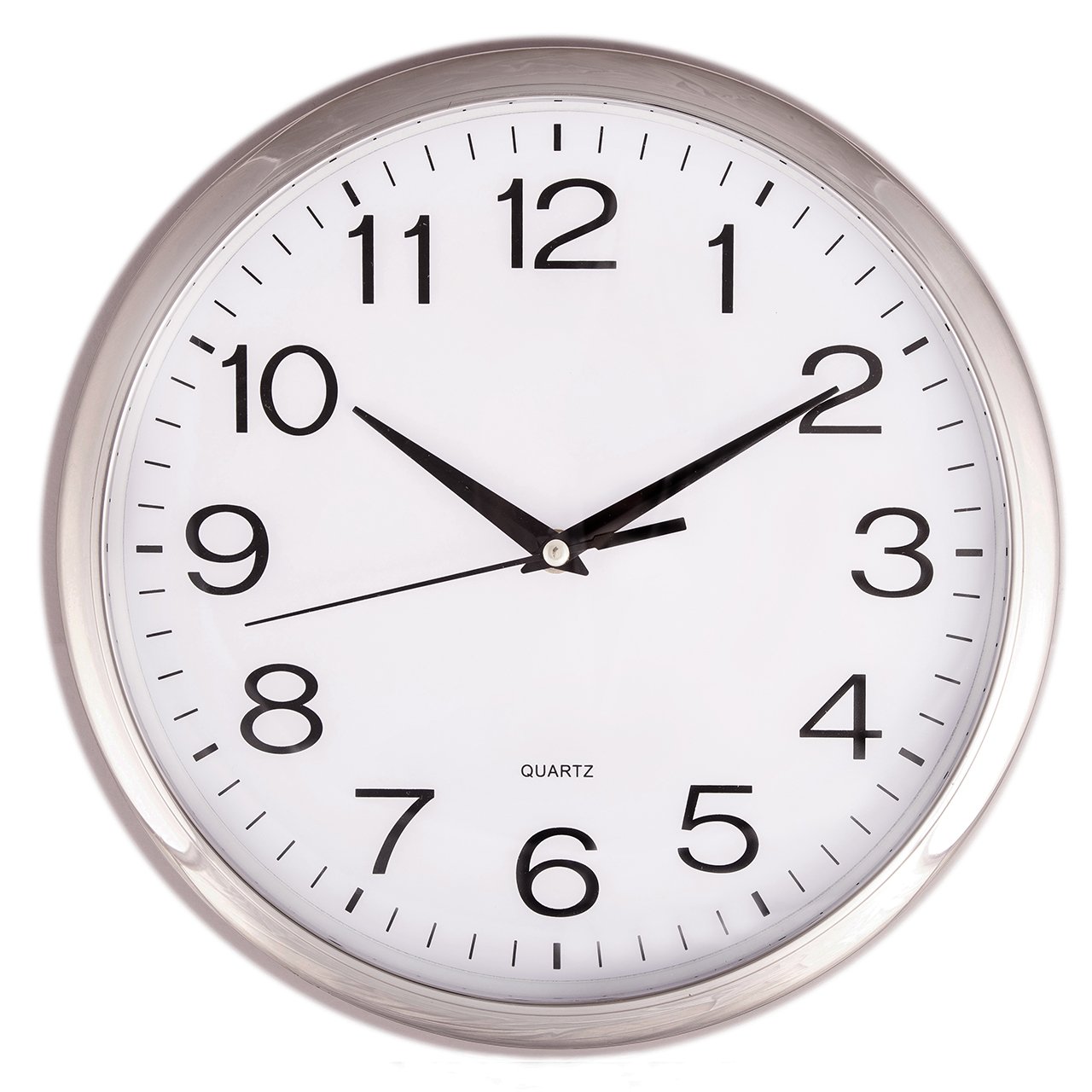 Silver Quartz "silent tick" Wall Clock ideal for use in the office