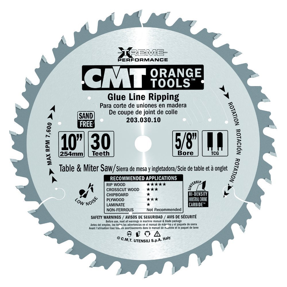CMT 203.030.10 Industrial Glue Line Ripping Saw Blade, 10Inch x 30