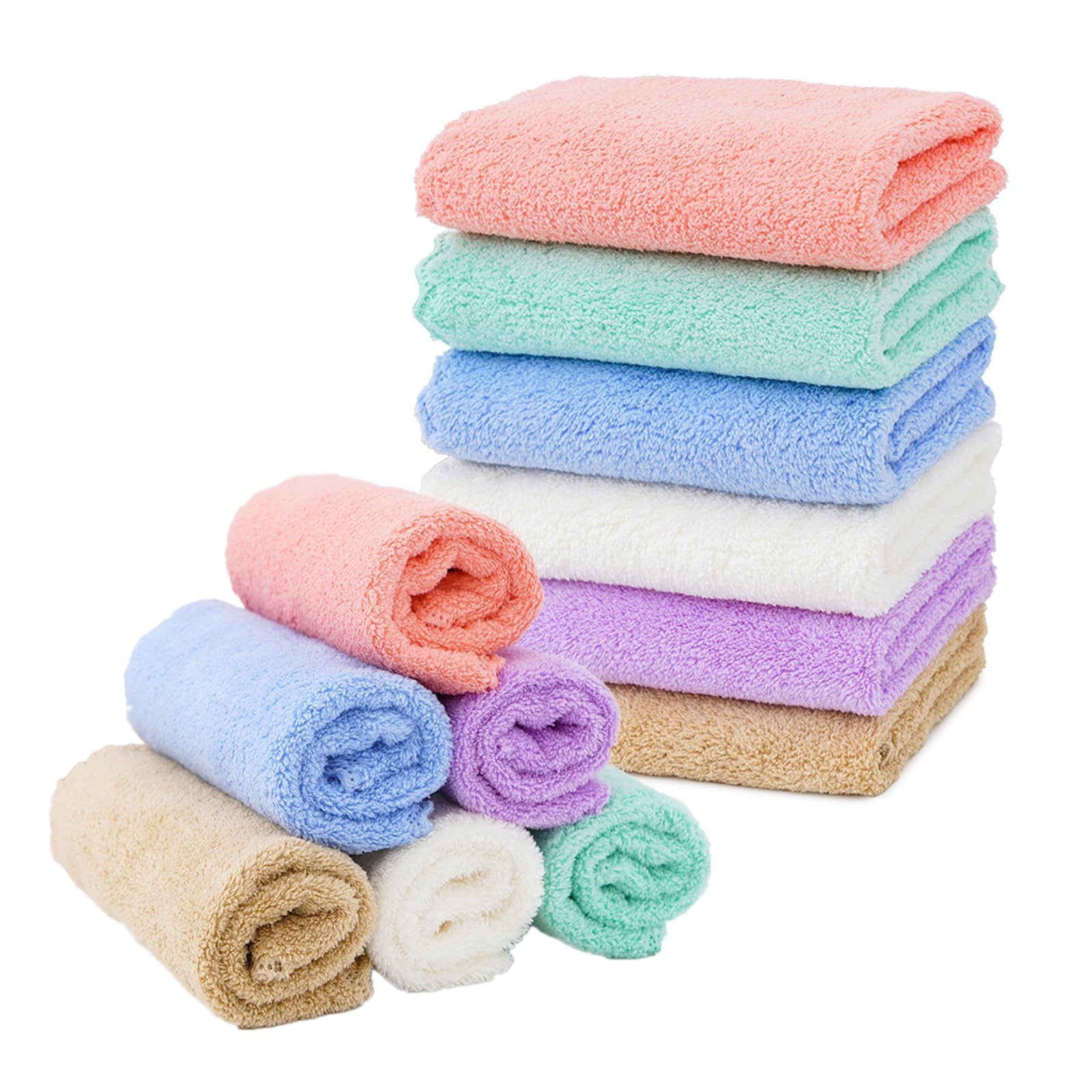 6 Pcs Flannel Face Cloths,Facial Wash Cloth,Face Towels Skin Cleansing for Kids/Adults,Coral Velvet Soft Towel,Body Clean Washcloth,Microfibre Remover Facecloths,Travel Squares Washing Washcloths