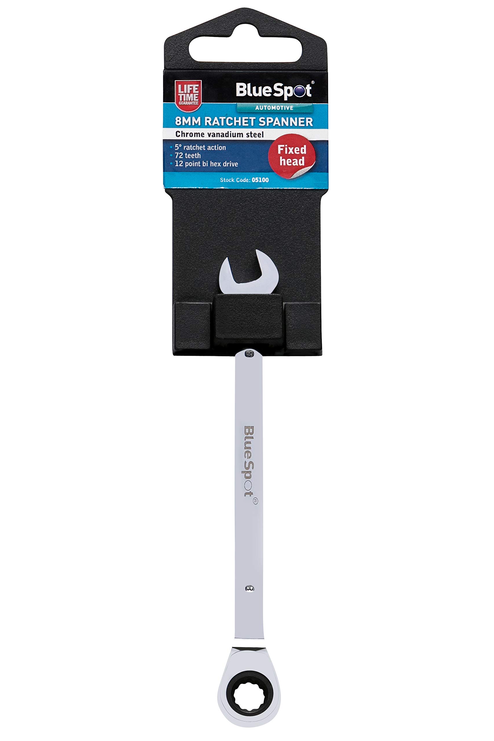 Bluespot 8mm Chrome Vanadium Ratchet Spanner Fixed Head