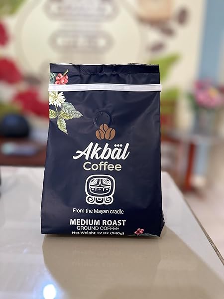 AKBAL COFFEE, MEDIUM ROAST GROUND COFFEE, 12 OZ (340G), FROM THE MAYAN CRADLE