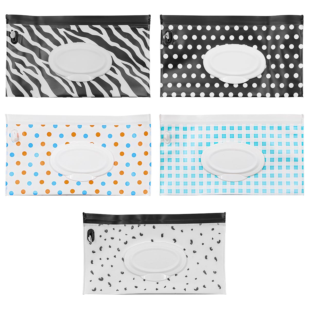 Tiardey 5 Pack Wet Wipe Pouch Refillable Wipes Dispenser Travel Container Wipes Bag