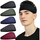 Pilamor Sports Headbands for Men 5 Pack,Sweatbands for Men Workout,Running | Moisture Wicking,Absorbing Sweat Headbands Stay in Place ,Hairbands for Women and Men Gym,Cycling,Football,Yoga