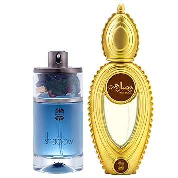 Ajmal Shadow HIM EDP Spicy Woody Perfume 75ml for Men and Wisal Dhahab EDP Fruity Floral Perfume 50ml for Men + 2 Parfum Testers FREE
