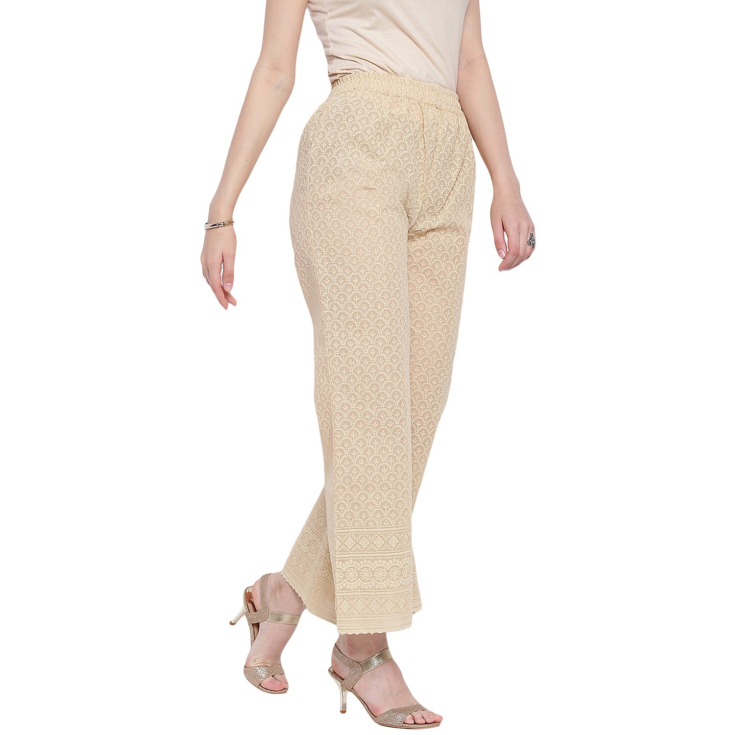 pinky pari cotton embroidered straight festive kurta with embroidered palazzo