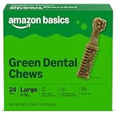 Amazon Basics Dental Dog Treats to Help Clean Teeth &amp; Freshen Breath for Large Dogs, Unflavored, Per Pack: 24 Count, 2.25 pounds, 1 Pack
