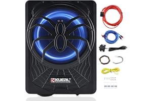 Yaeccc 2025 Upgraded 10" 1000W Under Seat Car Subwoofer, Built-in Amplifier and Blue LED Ambient-Light,Active Subwoofer for E