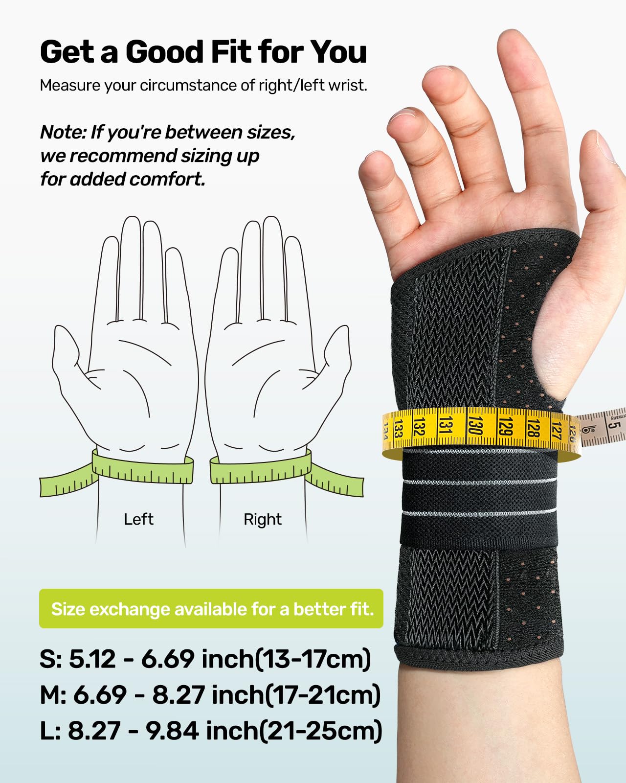 Carpal Tunnel Wrist Brace, Adjustable Night Wrist Support with 3 Metal Splints, Hand Brace for Men Women No Pressure on Thumb, Splint Stabilizer for Work, Arthritis (Right Hand, Gray, Medium)
