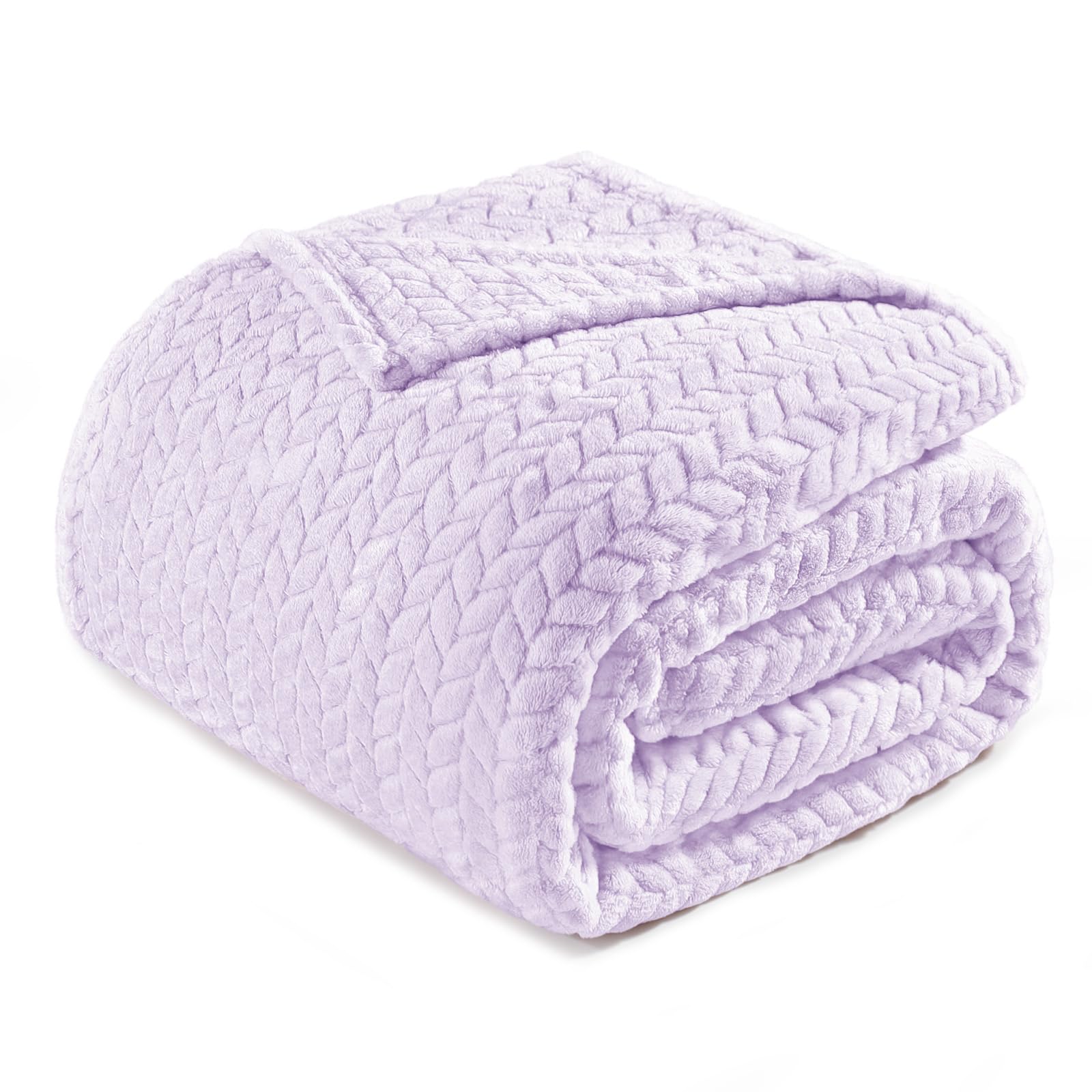 Exclusivo Mezcla King Size Flannel Fleece Blanket, 230x265 CM Soft Jacquard Weave Leaves Pattern Velvet Plush Bed Blanket, Lilac Purple Blanket — image 1