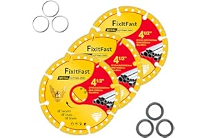 FIXLTFAST Diamond Metal Cutting Wheel 4 1/2 in for Angle Grinder Blade,Cut Off Wheel 7/8 Arbor 4/5 with 6000+ Cuts on Rebar,Iron,INOX- 3 Pack