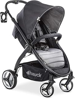 Hauck Lift Up 4 Buggy bis 25 kg mit Liegefunktion ab Geburt, mit einer Hand klein zusammenklappbar, höhenverstellbarer Teleskopschiebegriff, Getränkehalter, großer Korb, caviar stone (grau)