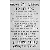HYHYDHP 21st Birthday Decorations for Him - 21st Birthday Son Card, 21 Year Old Bday Gifts for Son