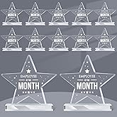 Geetery 12 Pcs Employee of the Month Plaque Employee Month Pin Acrylic Staff Award Appreciation Gifts Plaque Keepsake Paperweight Workplace Reward for Teacher Nurse Colleague Volunteer Office Team