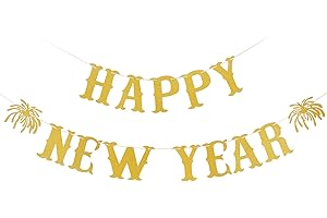 LEESKY Gold Happy New Year Banner 2024 New Years Banner New Year Eve Banner 2024 Happy Nye Banner 2024 for Happy New Year Party Decorations 2024, New Years Eve Party Supplies 2024