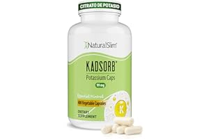 NaturalSlim Natural Potassium Citrate Gluconate 99 mg - Kadsorb Supports Electrolyte Balance & Normal pH - Absorbable Potassium Supplements with Essential Minerals - Non GMO 400 Capsules 1 Pack
