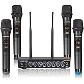 Sound Town 200 Channels Wireless Microphone Karaoke Mixer System, with 4 Metal Handheld Microphones, Optical (Toslink), AUX, for Smart TV, Home Theater, Sound Bar (SWM16-4MEGA)