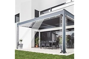Ezcasch 20oz Outdoor Clear Curtain, PVC Vinly Outdoor Clear Panel Curtain, Weather Resistant Outdoor Curtain for Pergola, Porch, Gazebos, with Rustproof Grommets 7'H x 10'W(120''W x 84''LL,H=L)