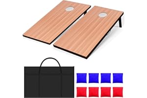 JoyHood Cornhole Set - 4'x2' Outdoors Corn Hole Toss Boards with 8 Cornhole Bean Bags and Carrying Case, Portable Corn Hole G