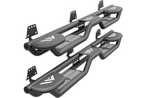 YZONA Three Raised Steps Running Boards Side Steps Compatible with 2019-2026 Dodge Ram 1500 Crew Cab New Body Design, Bolt-on Nerf Bar Step Bars, Heavy-Duty Steel Two Stairs Design (Black)