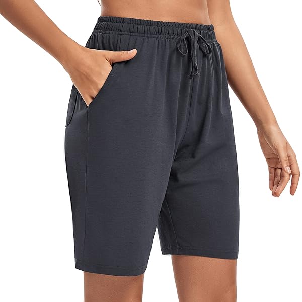 LUCKYCATCUS WOMEN’S BERMUDA SHORTS JERSEY SHORTS WITH POCKETS YOGA WALKING ATHLETIC LONG SHORTS FOR WOMEN KNEE LENGTH (DARK GRAY, XXL)