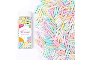 Pastel Sprinkles for Cake Decorating, Sujoygar 4.05oz Edible Colorful Sugar Rods Sprinkles for Baking Cupcake Toppers Cookie Wedding Shower Easter Chirstmas Party Supplies Birthday Celebrations