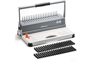 OFFNOVA Binding Machine, 21-Hole 450 Sheets Paper Comb Binding Machine for Letter Size / A4 / A5 Paper, Easy to Punch Handle, Adjustable Margin, Book Binder with 100 PCS 3/8'' Comb Binding Spines