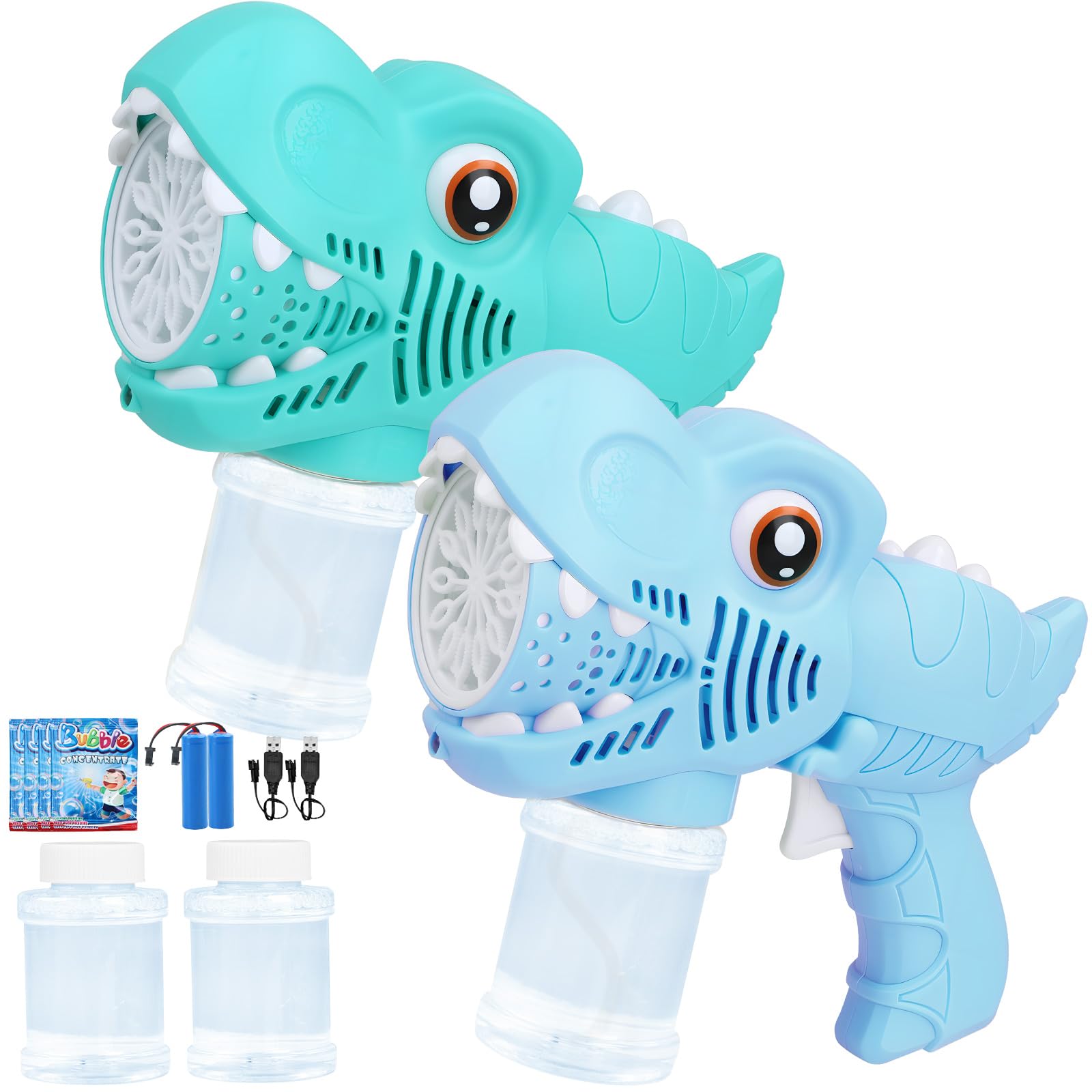 Aooess Toys for 3-8 Year Old Kids: 2 Bubble Guns Kit for Toddlers Gifts for 3 4 5 6 7 8 Year Old Boys Bubble Blower for Birthday Party Bubble Maker Presents for Kids Automatic Bubble Machine Toys