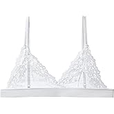 Malowinda Women Lace Bralettes Plunge No Padding Bra