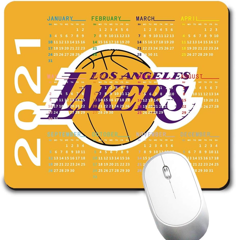 Los Angeles Basketball Team 2021 Calendar Mouse Pad, Cute and Funny Non-Slip Base Life Needs Sport Mousepad, Funs Gift Mouse Mat