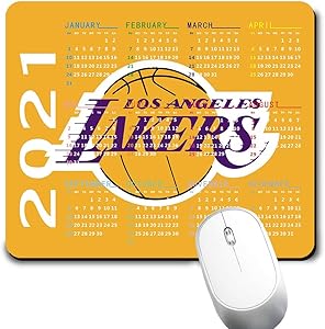 Los Angeles Basketball Team 2021 Calendar Mouse Pad, Cute and Funny Non-Slip Base Life Needs Sport Mousepad, Funs Gift Mouse Mat
