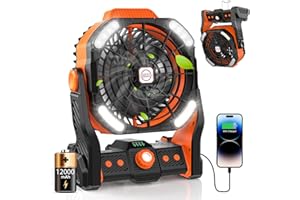 DOWILLDO Camping Fan with LED Lantern, Rechargeable Portable Battery Operated Fan with Light & Hanging Hook, Personal USB Desk Fan Cooling Table Fan for Camping, Travel Car, Hurricane
