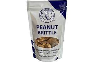 GRANNY'S CONFECTIONS LLC Granny's Confections Old Fashioned Handmade Peanut Brittle Candy. Made with Virginia Peanuts. Made with our traditional family recipe. No artificial flavors or colors. Gluten Free. 6 Ounce (170g) Bag. Great gift Mother's Day, Father's Day,. Christmas, Birthday. Made in USA.