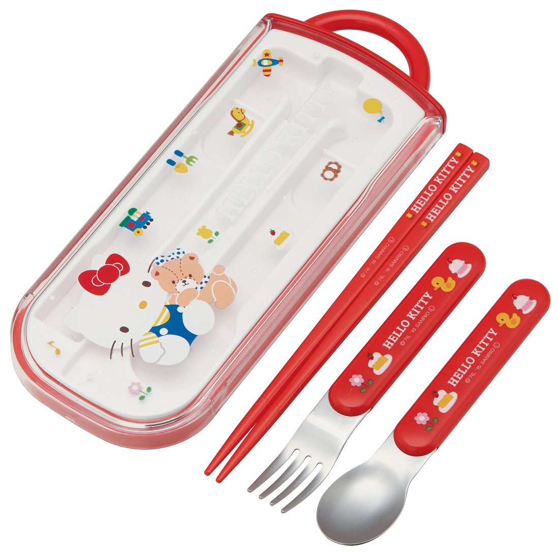 Skater Spoon Fork Chopsticks Trio Set Sanrio Hello Kitty TCS1AM from Japan