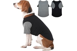 IKIPUKO 2 Pack X-Large Dog Shirts - Breathable Lightweight Basic Tees, Durable Moisture-Wicking Clothes for Beagle, Bullmastiff, Sleep Hot Summer Day Outdoor Activities, Travel, Seaside, GreyBlack