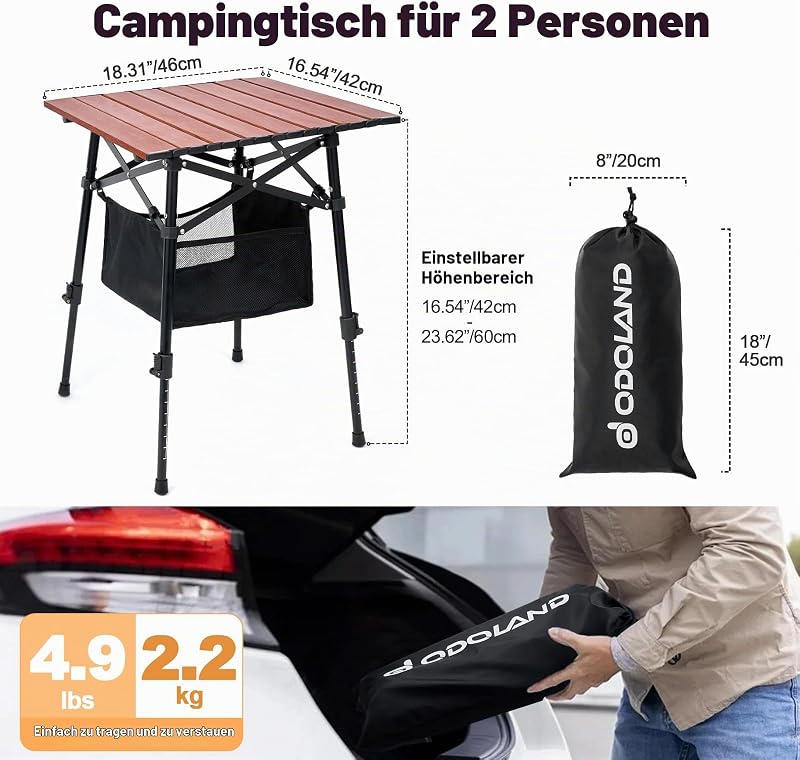 klappbar Campingtisch aus Aluminium, Höhenverstellbar