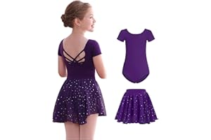 MdnMd Long Sleeve Dance Ballet Leotards for Girls Toddler Skirt Combo Ballerina Dresses Outfit Hollow Knot Back