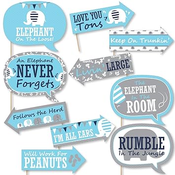 Divertido Elefante Azul Boy Baby Shower O Cumpleanos Fiesta Foto