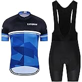 Men's Cycling Jersey Sets Road Bike Jersey Bibs + Shorts with 20D Gel Pad MTB Riding Clothing Kit