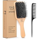 Hair Brush Boar Bristle Hairbrush for Thick Curly Thin Long Short Wet or Dry Hair Adds Shine and Makes Hair Smooth, Best Padd