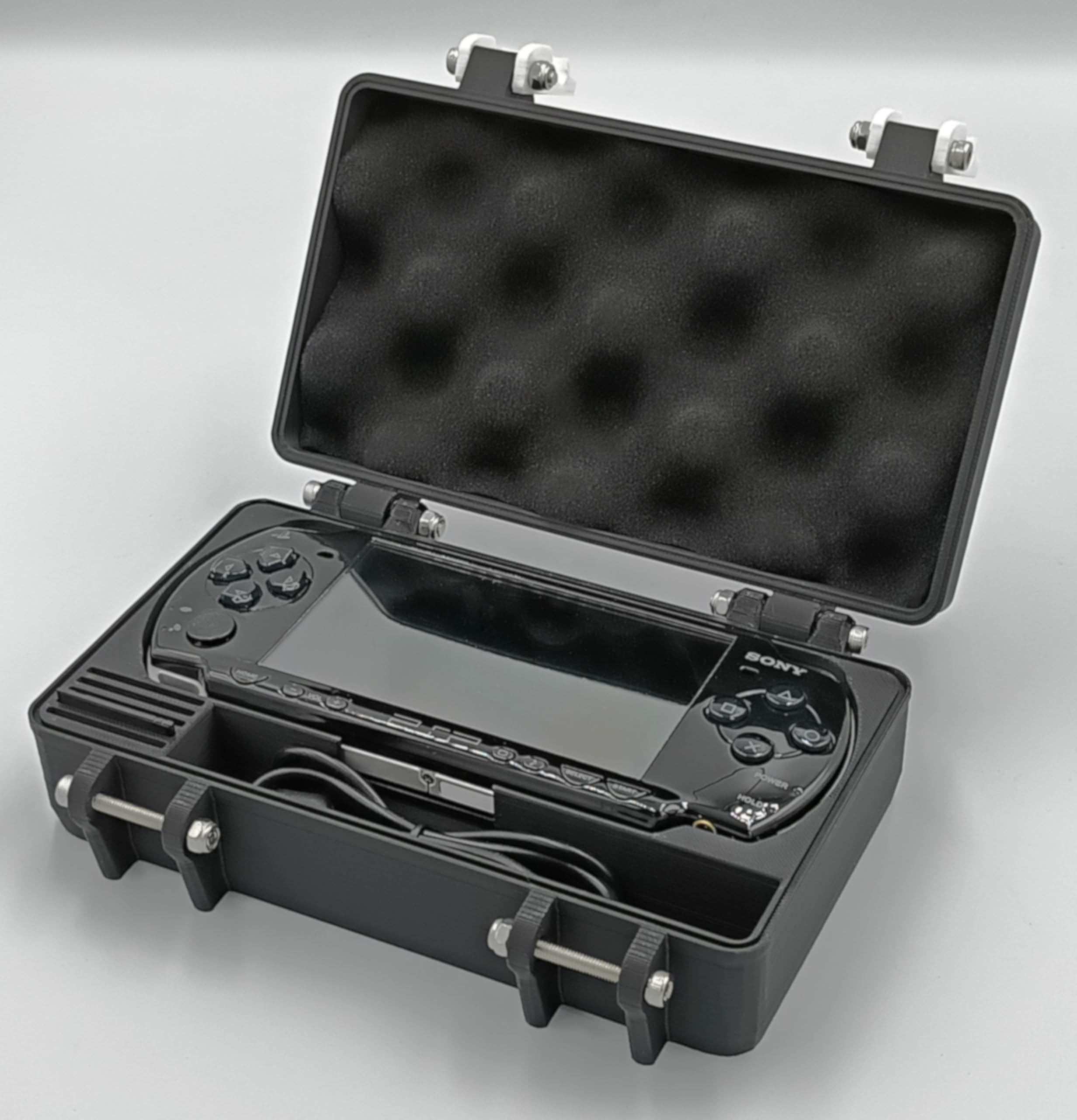 Rugged Protective Travel Carrying Case for PSP 2000 & 3000 - Holds 6 Games, 5 Memory Cards, USB Charging Cable