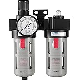Compressed Air Filter Regulator Lubricator Combo Airtac BFC4000 1/2''NPT 0-140 PSI with Pressure Gauge Semi-Auto Drain 3 in 1 Two FR.L Unit