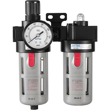Buy Hromee1/2 Inch Compressed Filter Regulator Combo, Air Compressor Water Oil Trap Separator With Pressure Gauge Semi Auto Drain And Bracket