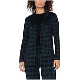 Liverpool Womens Plaid Knit Jacquard Boyfriend Blazer