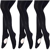 MANZI Womens Girls Solid Color Comfortable Convertible Ballet Tights 1-3 Pairs Pack